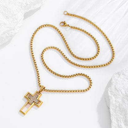 Cutout Cross Necklace - 18K Gold plated lifestyle close up