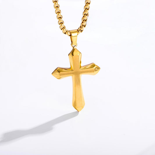 Men's bold cross necklace lifestyle 