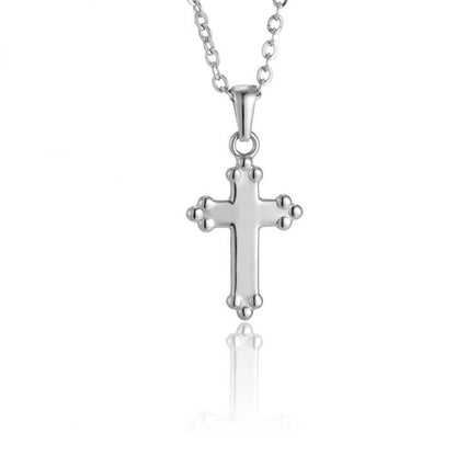 Silver Classic Cross Necklace Stainless Steel Faith Jewelry