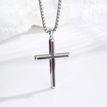 Cross Necklace for Men - Black carbon fiber lifestyle