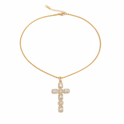 Bold White Zircon Cross Necklace layered styling