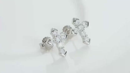 Moissanite Cross Stud Earrings