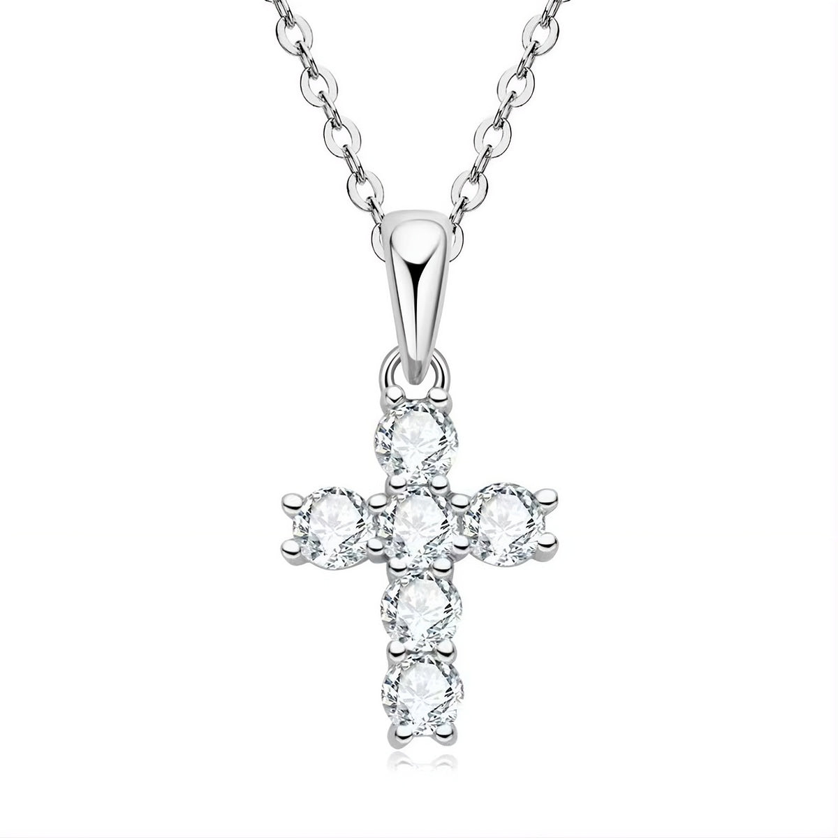 Moissanite cross pendant necklace, S925 sterling silver, GRA certified – Cross of Grace